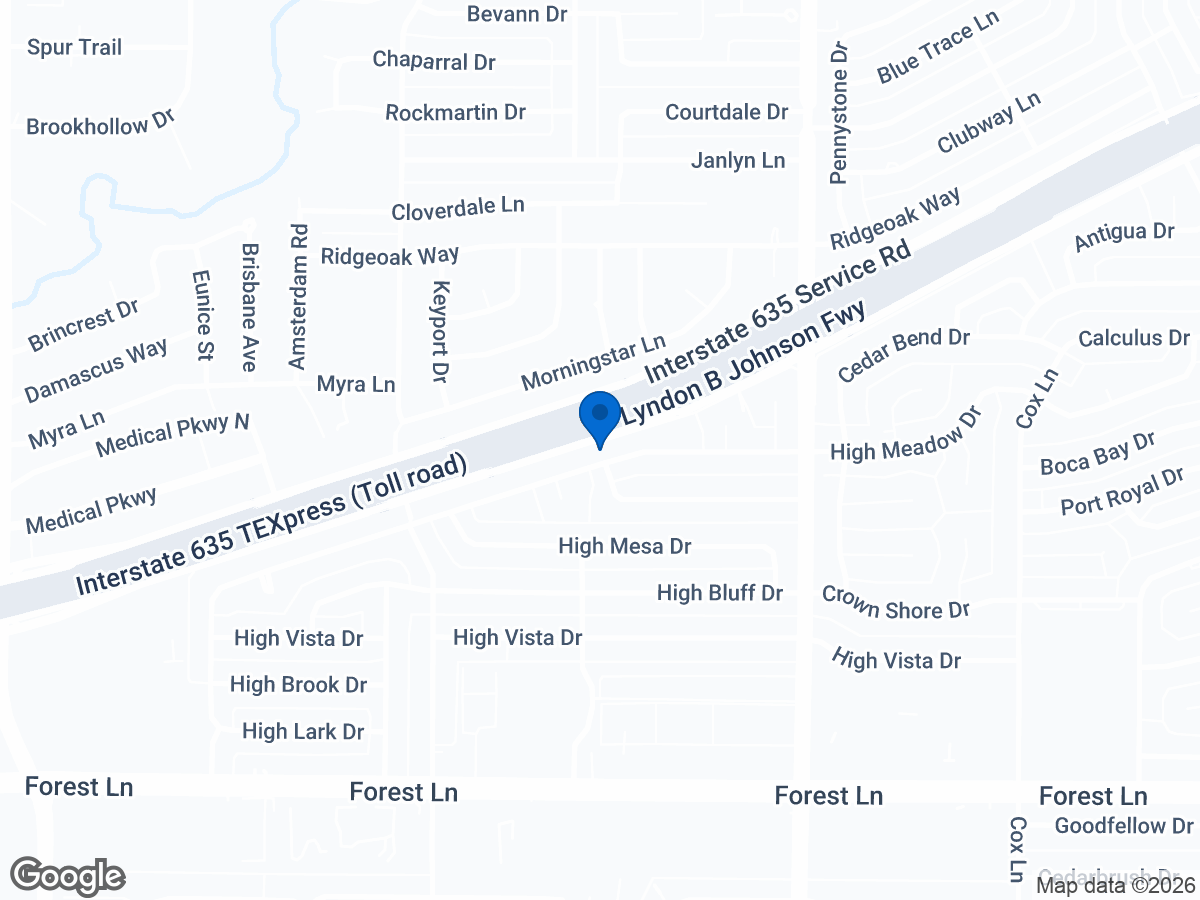 Map of 12275 High Meadow Dr, Dallas, TX
