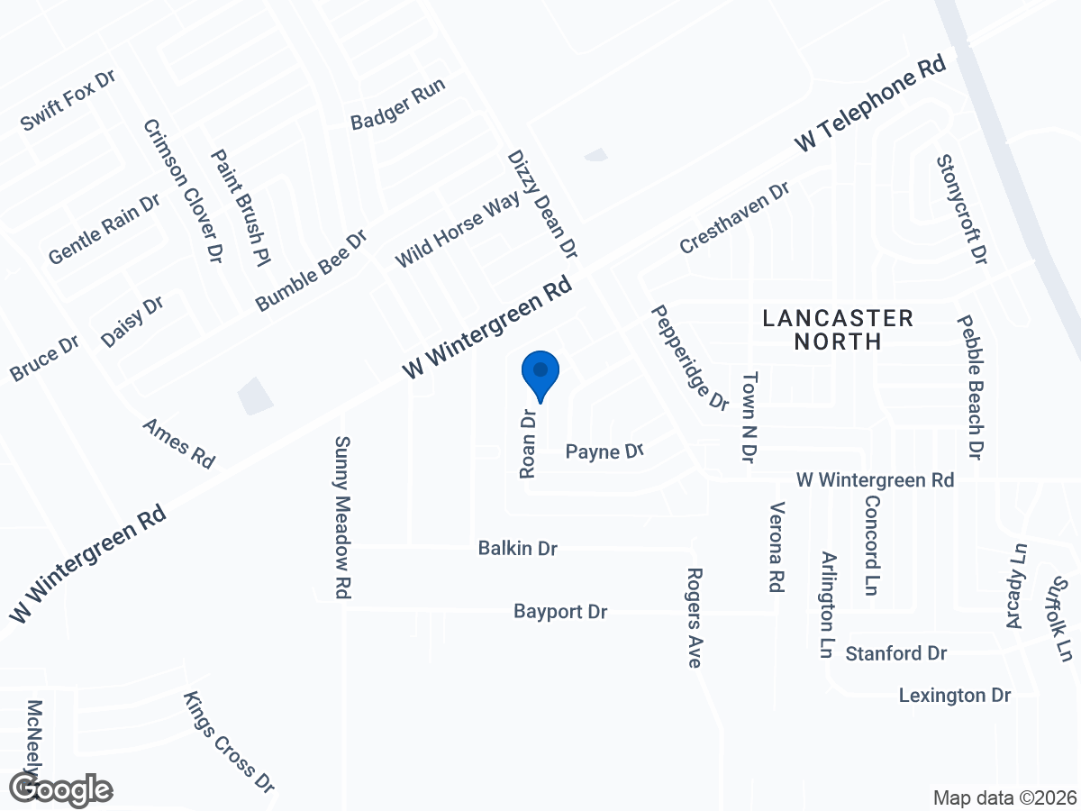 Map of 1345 Roan Dr, Lancaster, TX