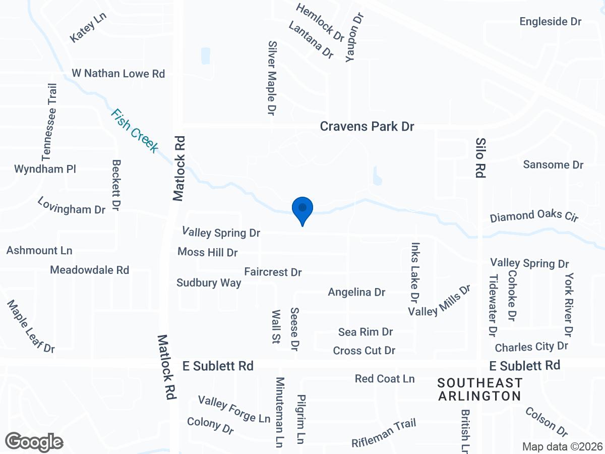 Map of 323 Valley Spring Dr, Arlington, TX